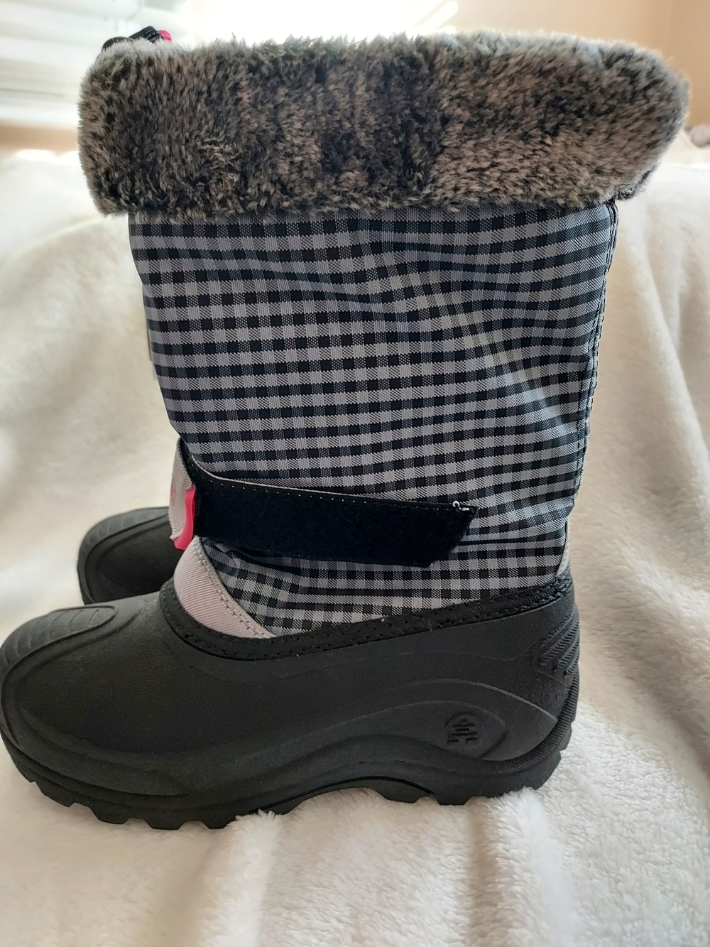 Kamik Mini 2T Rosie Kids Gingham Faux Fur-Trim Waterproof Snow Boots Sz 1 - Picture 4 of 12